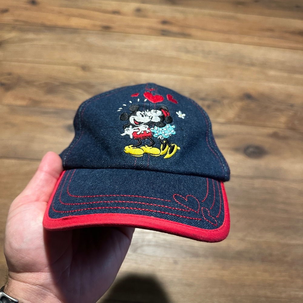 Vintage Disney Mickey Minnie Mouse Blue Denim Hat Womens OSFM